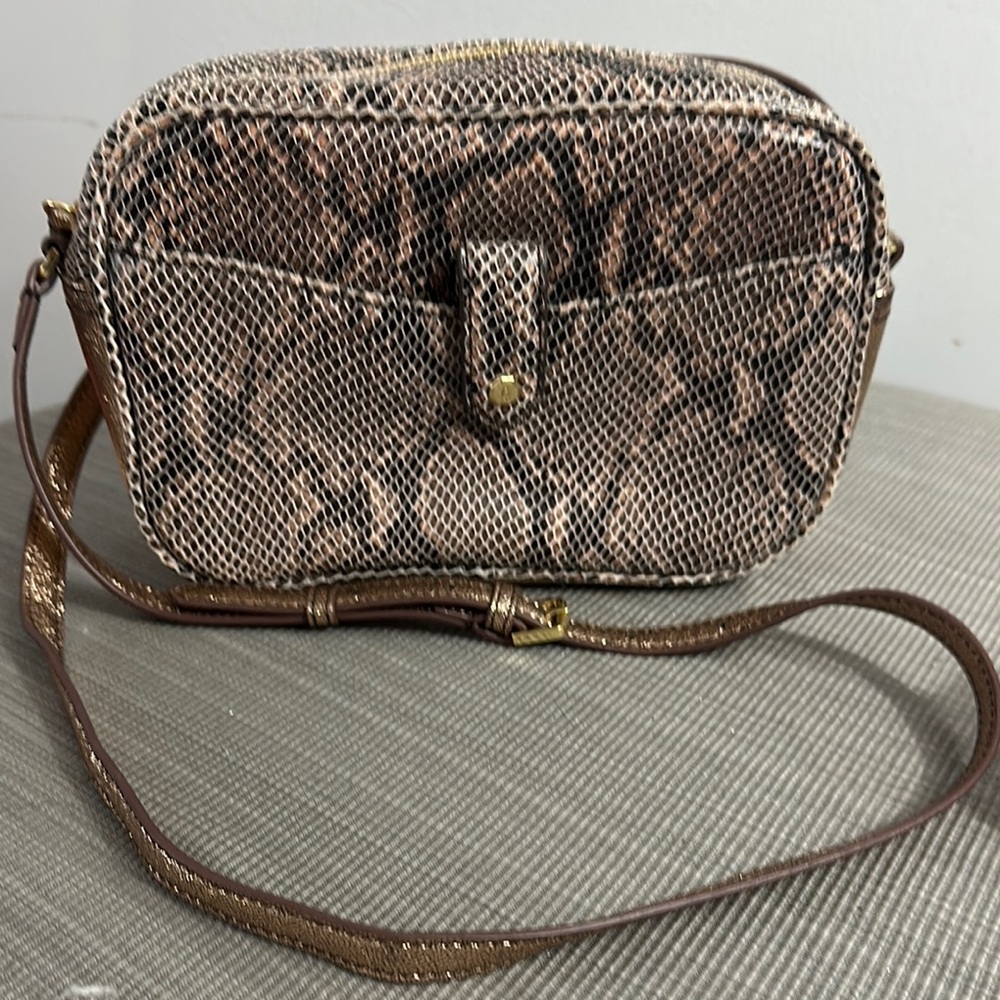 G.I.L.I. Sienna Copper And Tan Snakeskin Leather Crossbody NWOT